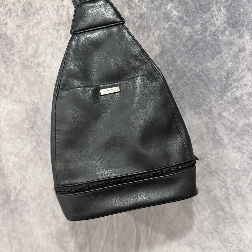 Nine West Black Faux Leather Convertible Sling to Backpack Crossbody Bag Travel